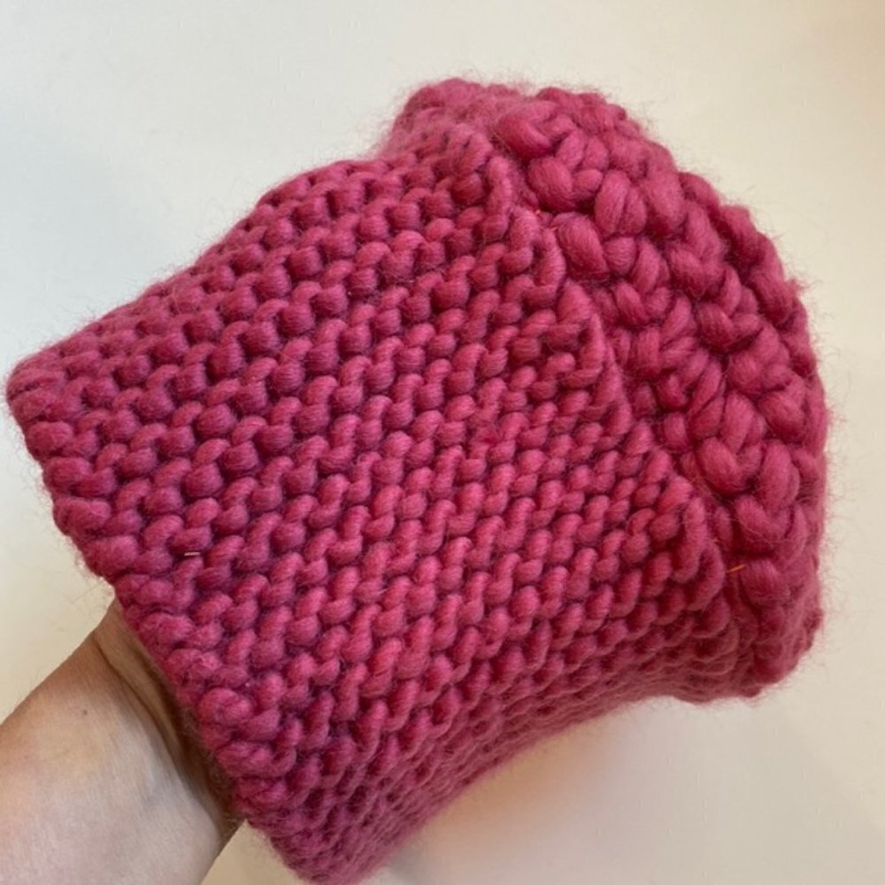 Handmade Pink Thick Knit Hat Beanie - Picture 9 of 14